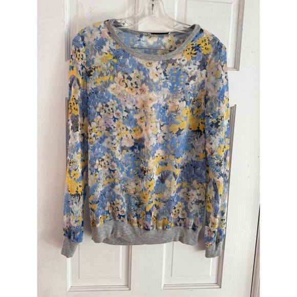 Vintage Tops - Anthropologie Future Vintage Blue Watercolor‎ Blouse Women's Sz S Sheer Artist